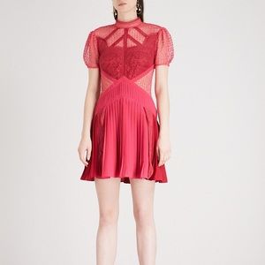 Self portrait lace panel pleated dress